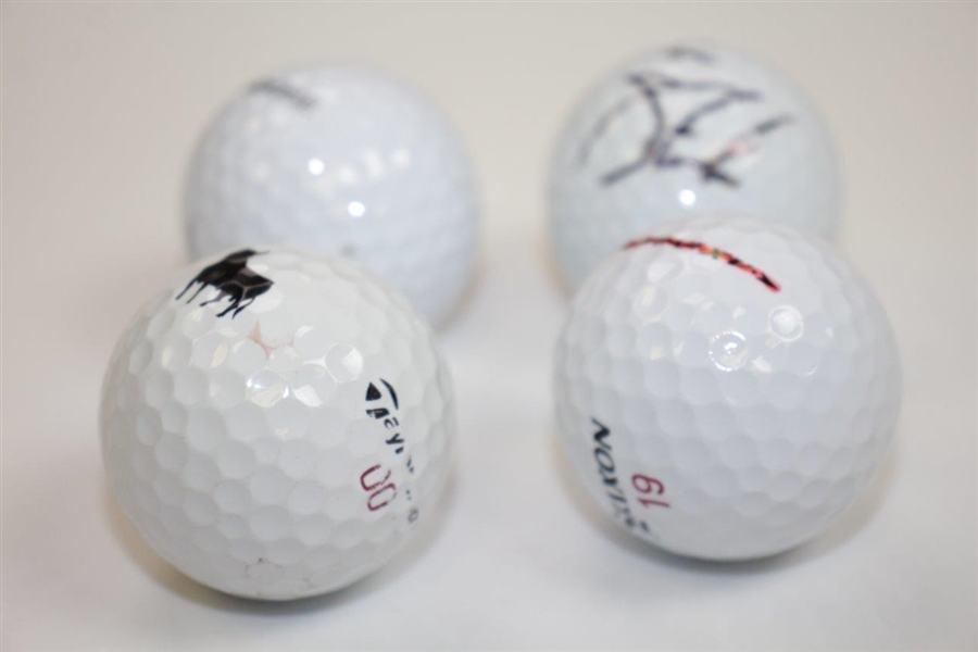 Personal Golf Balls of Sergio, Goosen, & Vijay with Stricker Signed Golf Ball JSA ALOA