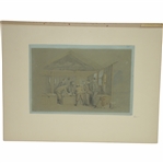 Original Andrews In A Fix Interior of The Iron Hut at Westward Ho Watercolor by Artist Major F.P. Hopkins Shortspoon Signed LL