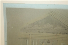 Original 'Andrews In A Fix' Interior of The Iron Hut at Westward Ho Watercolor by Artist Major F.P. Hopkins Shortspoon Signed LL