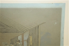 Original 'Andrews In A Fix' Interior of The Iron Hut at Westward Ho Watercolor by Artist Major F.P. Hopkins Shortspoon Signed LL