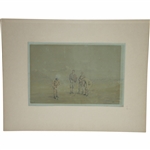 Original Golf Match at Westward Ho Watercolor by Artist Major F.P. Hopkins Shortspoon Signed LL