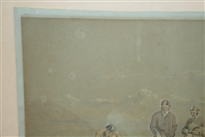 Original 'Golf Match' at Westward Ho Watercolor by Artist Major F.P. Hopkins Shortspoon Signed LL