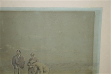 Original 'Golf Match' at Westward Ho Watercolor by Artist Major F.P. Hopkins Shortspoon Signed LL
