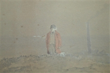 Original 'Jumping Golfer' at St. Andrews Watercolor by Artist Major F.P. Hopkins Shortspoon