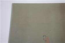 Original 'Jumping Golfer' at St. Andrews Watercolor by Artist Major F.P. Hopkins Shortspoon