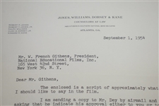 Great Content Robert T. Jones Jr. (Bobby) Signed Letter Nat. Ed. Films, Inc for USGA Sportsmanship JSA ALOA