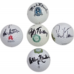 PGA Champions Brooks, Nichols, Tway, Toms, & Sutton Signed Logo Golf Balls of Win Site JSA ALOA