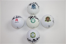 PGA Champions Brooks, Nichols, Tway, Toms, & Sutton Signed Logo Golf Balls of Win Site JSA ALOA