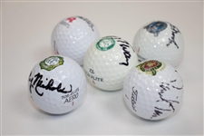 PGA Champions Brooks, Nichols, Tway, Toms, & Sutton Signed Logo Golf Balls of Win Site JSA ALOA