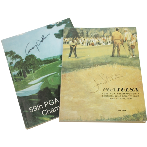 1970 & 1977 PGA Championship Programs Signed by Winners Stockton & Wadkins JSA ALOA