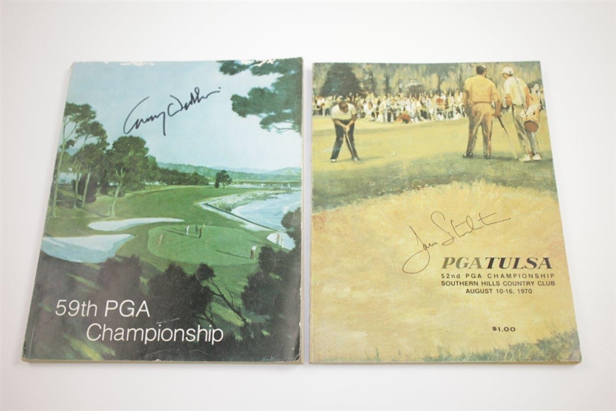 1970 & 1977 PGA Championship Programs Signed by Winners Stockton & Wadkins JSA ALOA