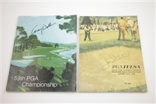 1970 & 1977 PGA Championship Programs Signed by Winners Stockton & Wadkins JSA ALOA