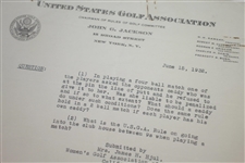 1932 U.S.G.A. Two-Page Letter Signed by Chairman of Rules Committee - Heavy Content