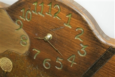Vintage Handmade Carved Golf Stained Wood Clock from 1912 Studebacker Panel