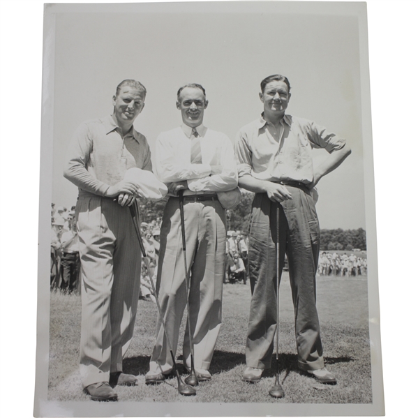 Craig Wood, Denny Shute, & Byron Nelson Wire Photo at 1939 US Open 6/11/39