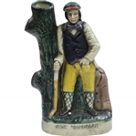 Classic Young Tom Morris Porcelain Vase - Sitting on Trunk with Club & Ball - Unmarked
