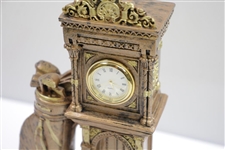Classic Golf Trophy/Statue Clock with Grandfather Clock & Golf Bag