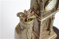 Classic Golf Trophy/Statue Clock with Grandfather Clock & Golf Bag