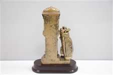 Classic Golf Trophy/Statue Clock with Grandfather Clock & Golf Bag