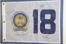 Furyk, Cabrera, Johnson, & Harrington Signed PGA Grand Slam of Golf Flag - Framed JSA ALOA