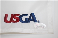 Dustin Johnson & Wayne Gretzky Signed 2018 US Open at Shinnecock Flag JSA FULL #Z27683