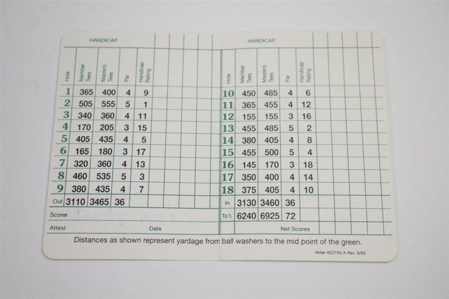 Doug Ford Signed Augusta National Scorecard with Two Signed 3x5 Cards JSA ALOA