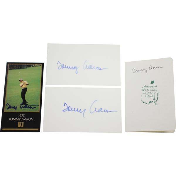 Tommy Aaron Signed Augusta National Scorecard, Two Signed 3x5 Cards, & Golf Card JSA ALOA