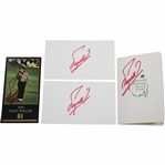 Fuzzy Zoeller Signed Augusta National Scorecard, Two 3x5 Cards, & Golf Card JSA ALOA