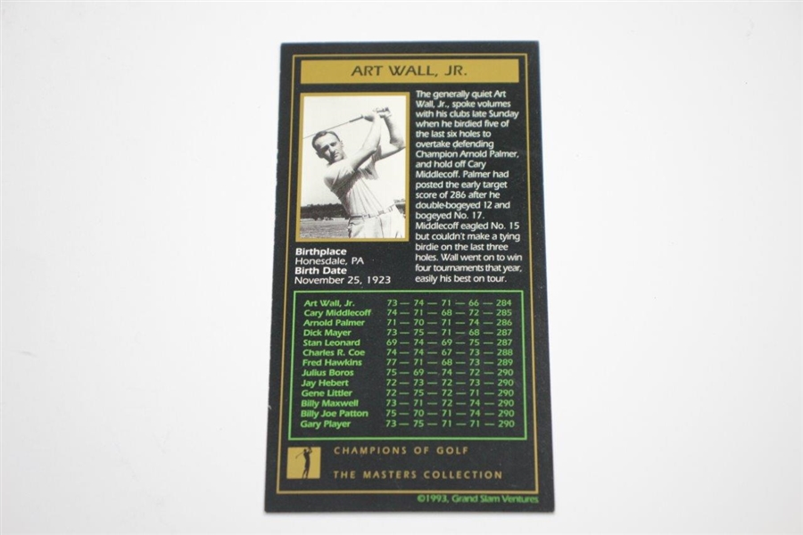 Art Wall Jr. Signed 1959 Grand Slam Ventures Masters Collection Golf Card JSA ALOA