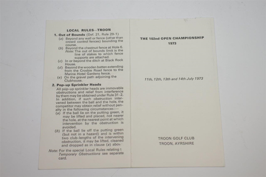 Tom Weiskopf & Peter Oosterhuis Signed 1973 OPEN Championship Scorecard JSA ALOA