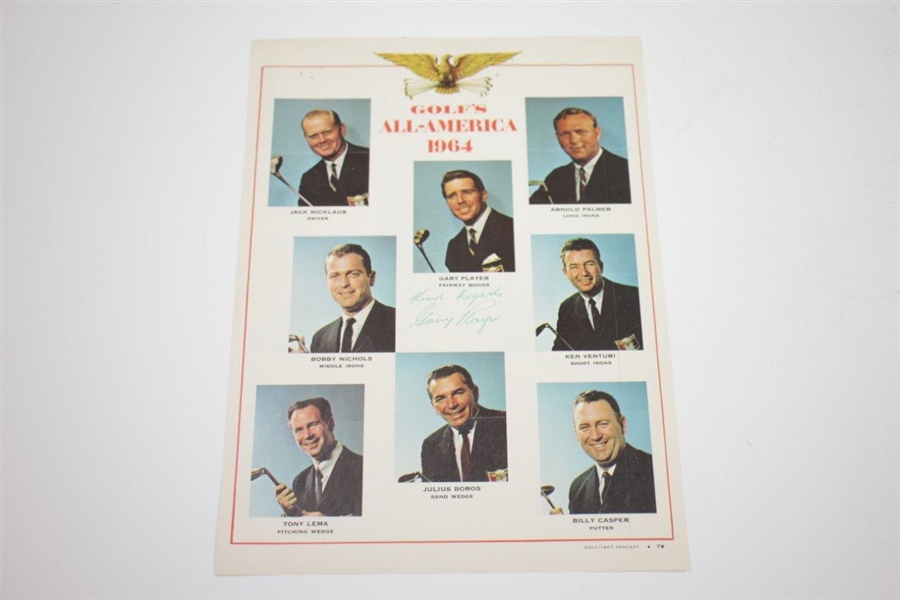 Gary Player Twice Signed 1965 Golf's All-America Double-Sided Page JSA ALOA