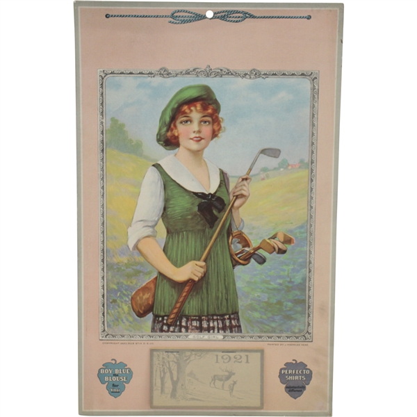 1921 Golf Girl Calendar by Rice Stix D.G. Co. - Cover by J. Knowles Hare - Great Condition