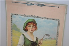 1921 Golf Girl Calendar by Rice Stix D.G. Co. - Cover by J. Knowles Hare - Great Condition