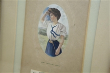 Vintage 1909 The First National Bank Calendar with The Golf Girl - Dwight, Ill. - Framed
