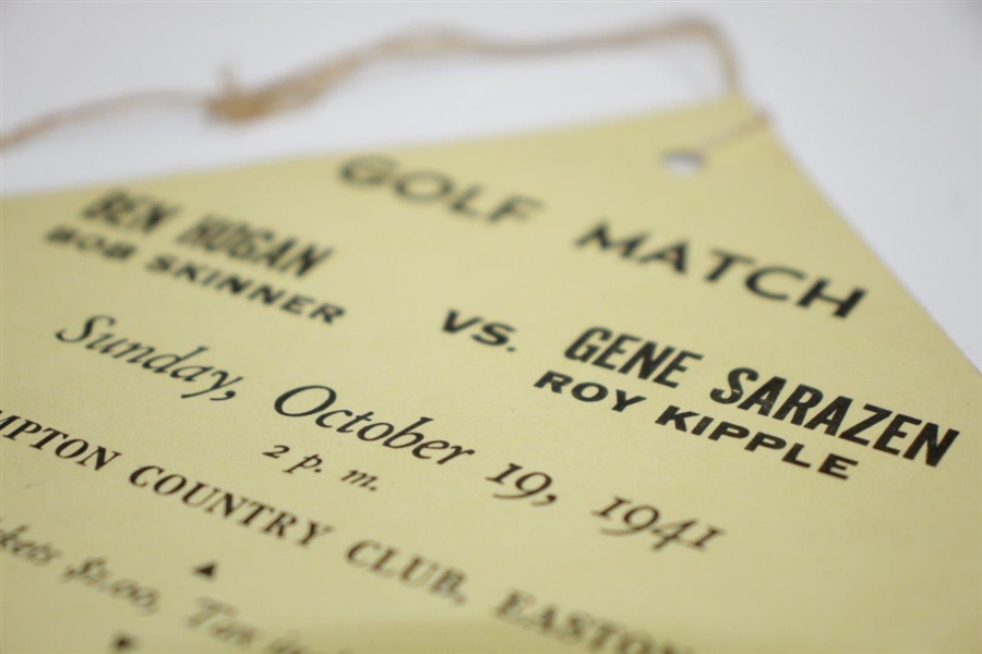 1941 Ben Hogan vs Gene Sarazen at Northampton CC Golf Match Ticket #534