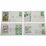 Four (4) Bobby Jones First Day Issue Cachets - Augusta, OPEN, Hall of Fame, Champion