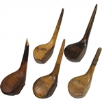 Five (5) Vintage Golf Club Heads Including R. Simpson, BGI, & others