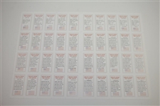 Uncut Golf Card Sheet 'Greats From The States' - 40 Cards