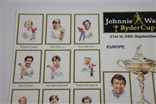 Uncut Golf Card Sheet 1989 Johnnie Walker Ryder Cup Team Members & Captains