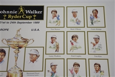 Uncut Golf Card Sheet 1989 Johnnie Walker Ryder Cup Team Members & Captains