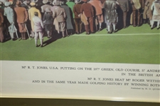 1930 Bobby Jones Putting on 18th Green All Square Against Tolley at St. Andrews - Framed
