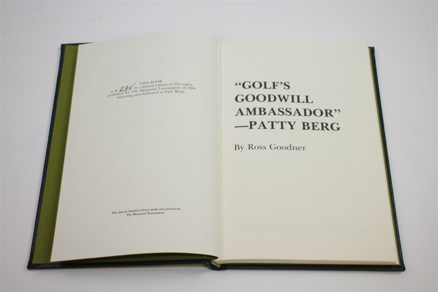 1988 Memorial Tournament Ltd Ed Book Honoring Patty Berg #234/250