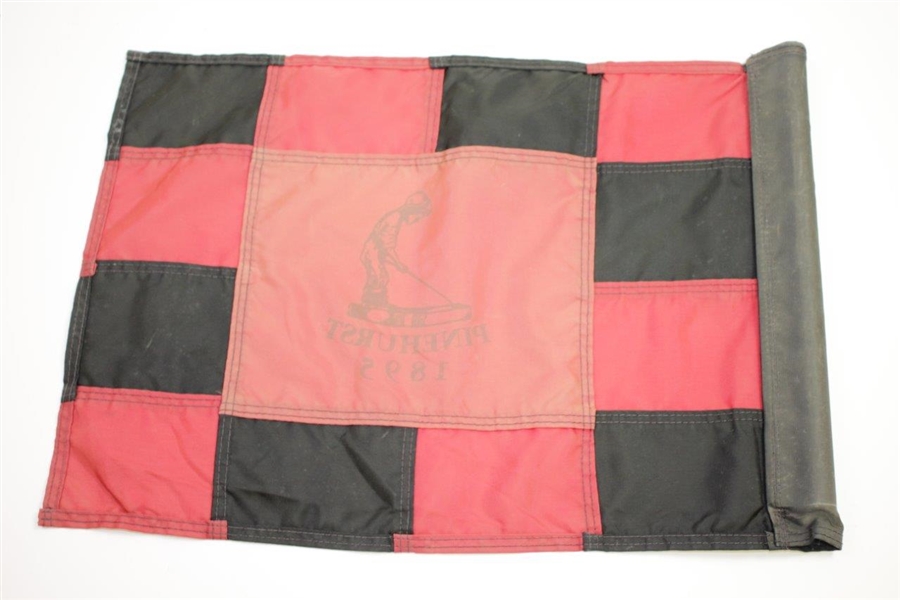 Undated Pinehurst Red & Black Course Flown Flag with Putter Boy 1895 Center Logo
