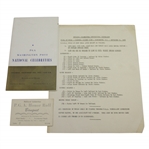 1952 National Celebrities Inv. Tournament Rules, Banquet Ticket, & Menu - Rod Munday Collection