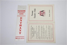 1949 Tucson Invitational Open Entrant Ribbon, Saturday Pairing Sheet, & Scorecard - Rod Munday Collection