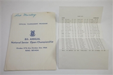 1964 8th Annual National Senior Open Championship Badge, Program, Pairing, & more - Rod Munday Collection