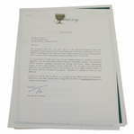 Ken Venturis Personal Invitation to the 2011 Presidents Cup as Official Observer Committee