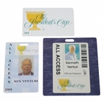 Ken Venturis Personal 2005 & 2011 All Access Card for The Presidents Cup with Card