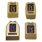Ken Venturis 2003, 2004, 2005 & 2006 PGA Tour Players Money Clips
