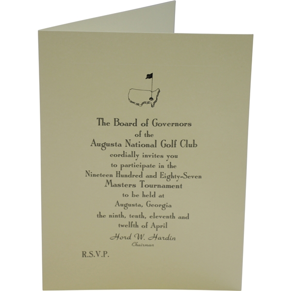 Bobby Wadkins' 1987 Masters Tournament Invitation from Augusta National Golf Club